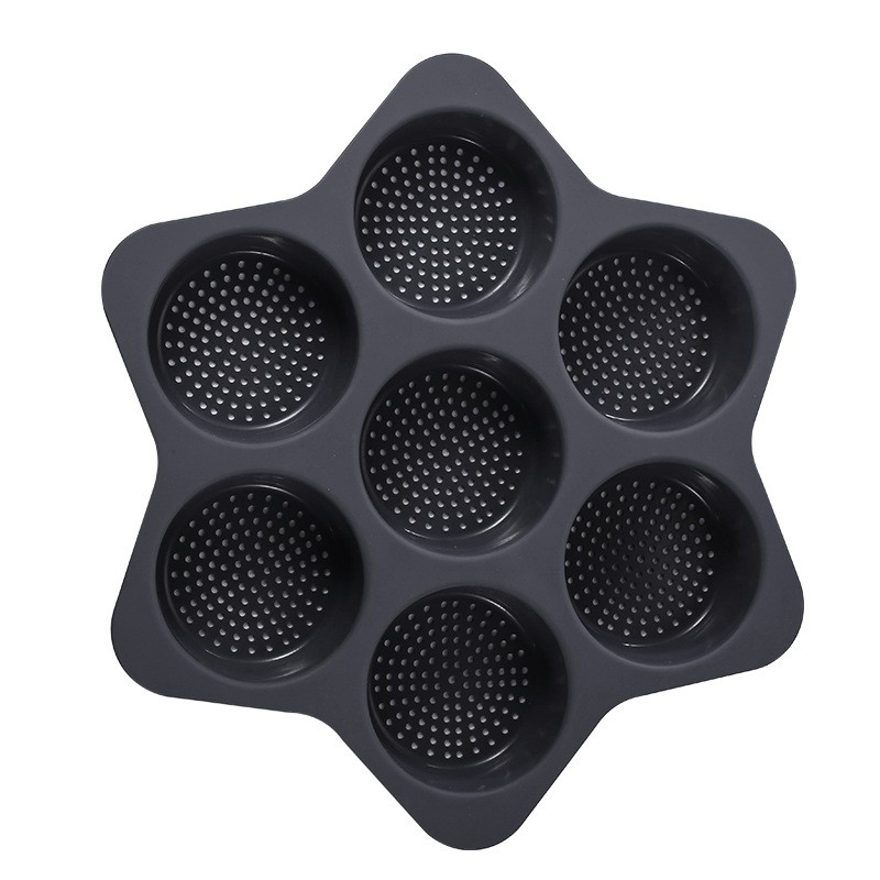 ✨TOATE PRODUSELE✨ - Forme de Silicon pentru Copt, , 7 Forme Rotiunde, pentru Burgeri si Prajituri, 38.5 x 4 cm, Negru