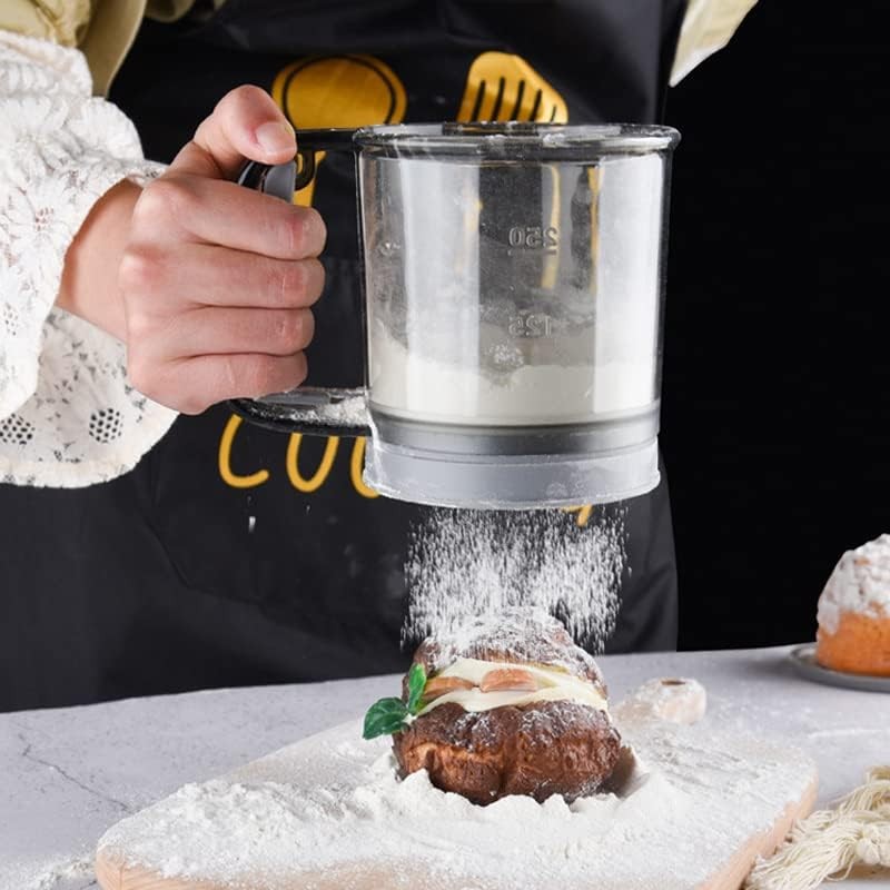 Sita Cernator Manual de Faina Portabila, , din Plastic, cu Maner, Strat Dublu, 15 x 12 x 11 cm, Transparent Gri Inchis [3]