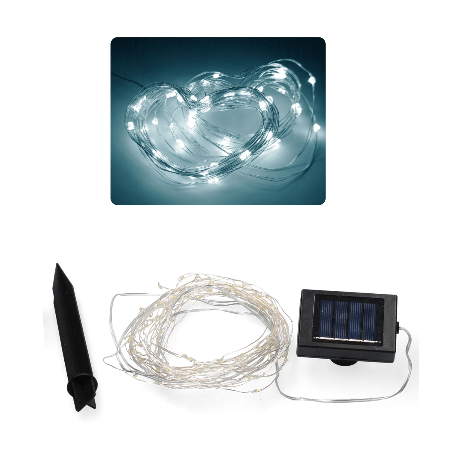 Ghirlanda luminoasa liniara, 100 LED-uri, 990cm, incarcare solara, alb rece [3]