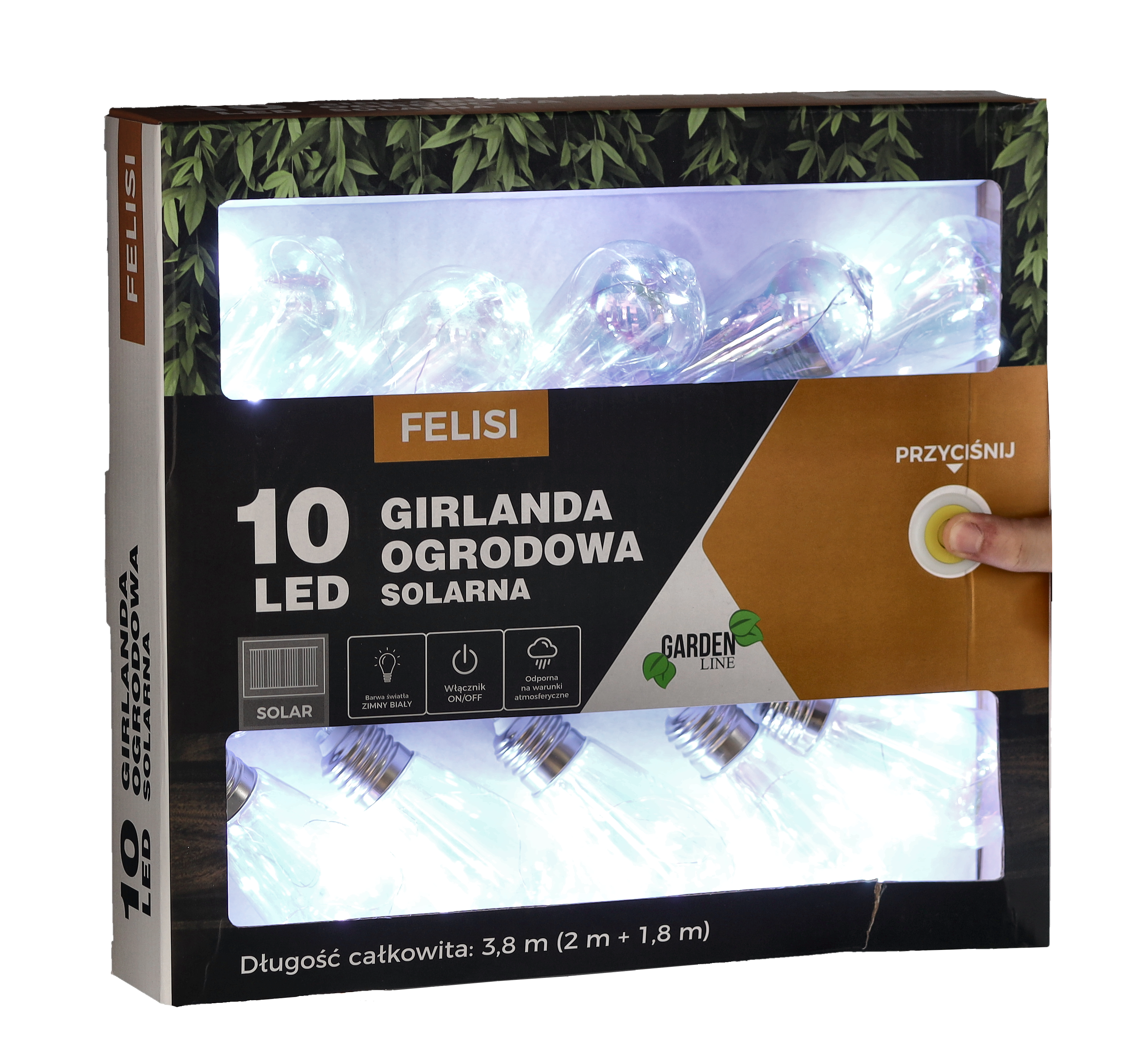 Ghirlanda luminoasa, LED, model Felisi, 10 becuri, 380cm, incarcare solara, lumina alb multicolor [3]