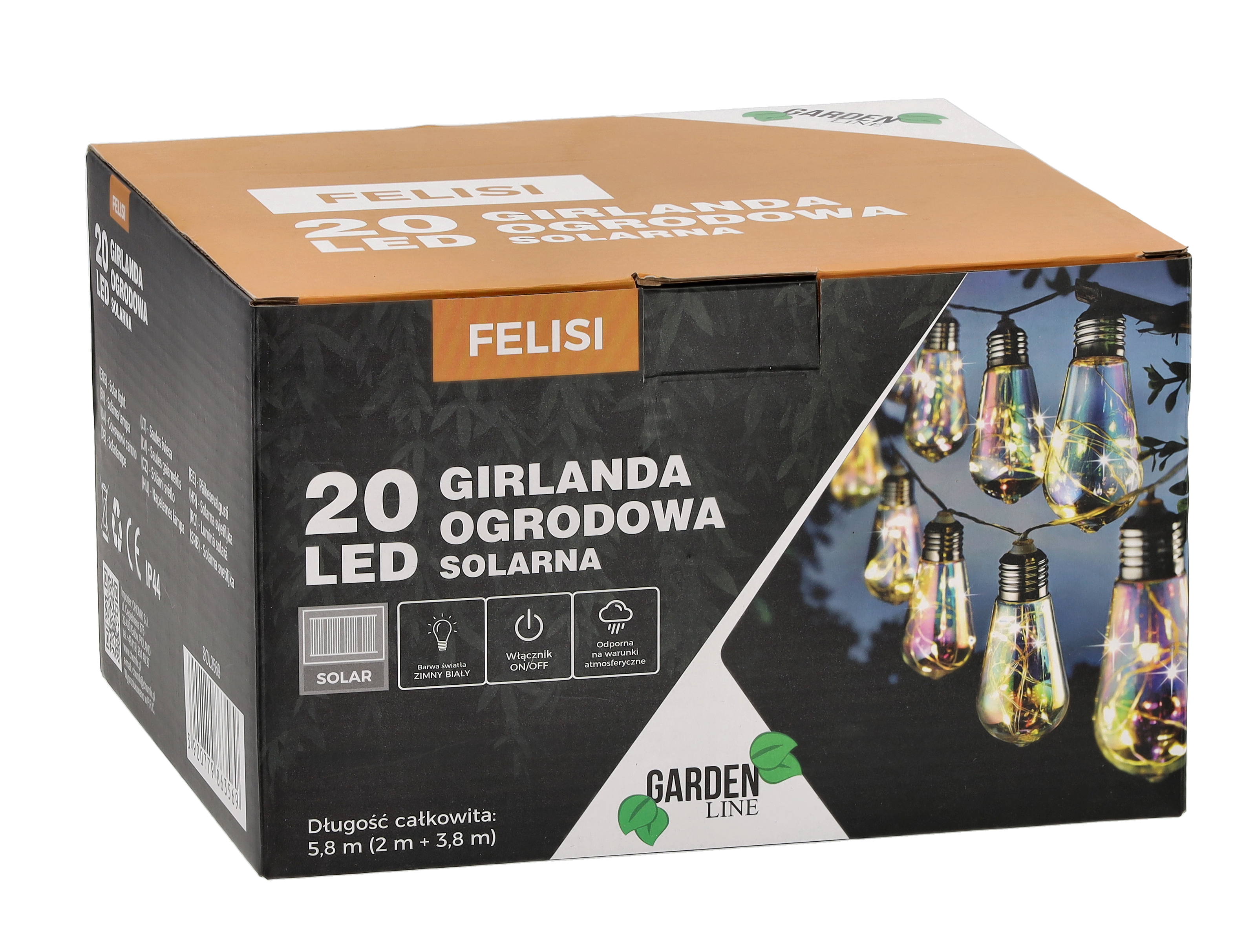 Ghirlanda luminoasa, LED, model Felisi, 20 becuri, 580cm, incarcare solara, lumina alb multicolor [2]