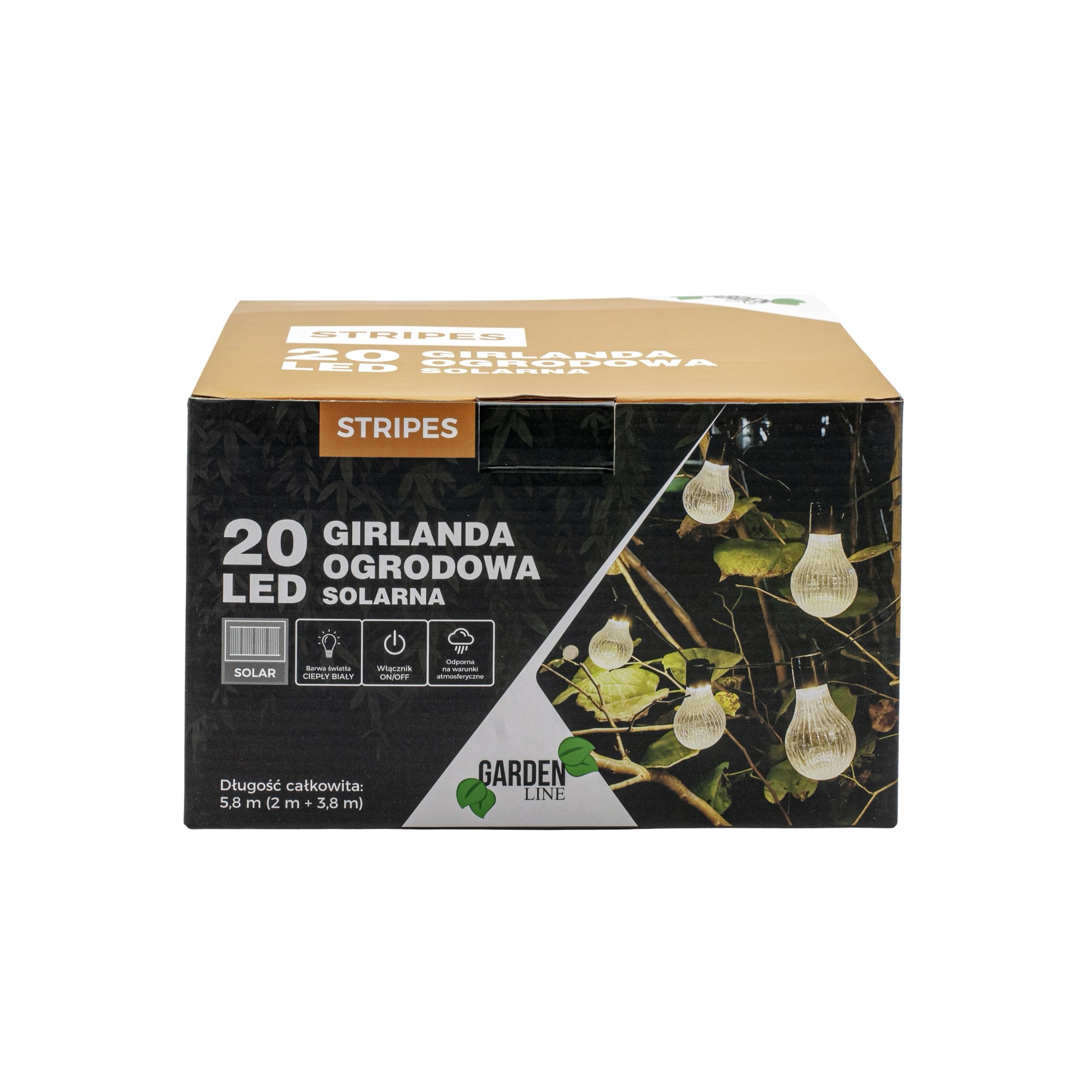 Ghirlanda luminoasa, LED, model Stripes, 20 becuri, 580cm, incarcare solara, lumina alb cald [6]