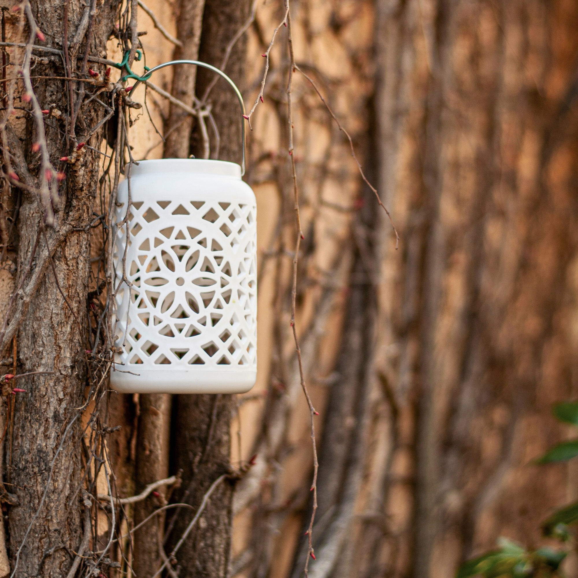 Felinar decorativ solar, LED, pentru exterior, 12x12x18.5cm, alb [13]