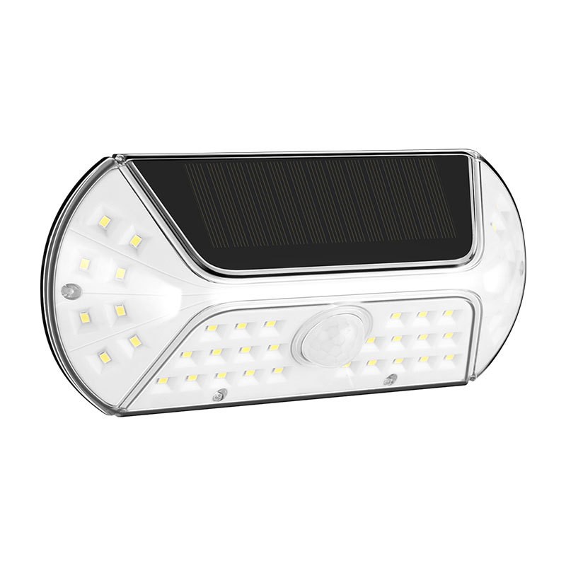 Lampi solare - Aplica solara LED SMD pentru perete , cu senzor de miscare, dreptunghiulara, IP44, luminozitate mare 40 LED-uri, 3.7V, 1200mah, autonomie 8 ore, 19.2 x 8.9 cm, alb rece