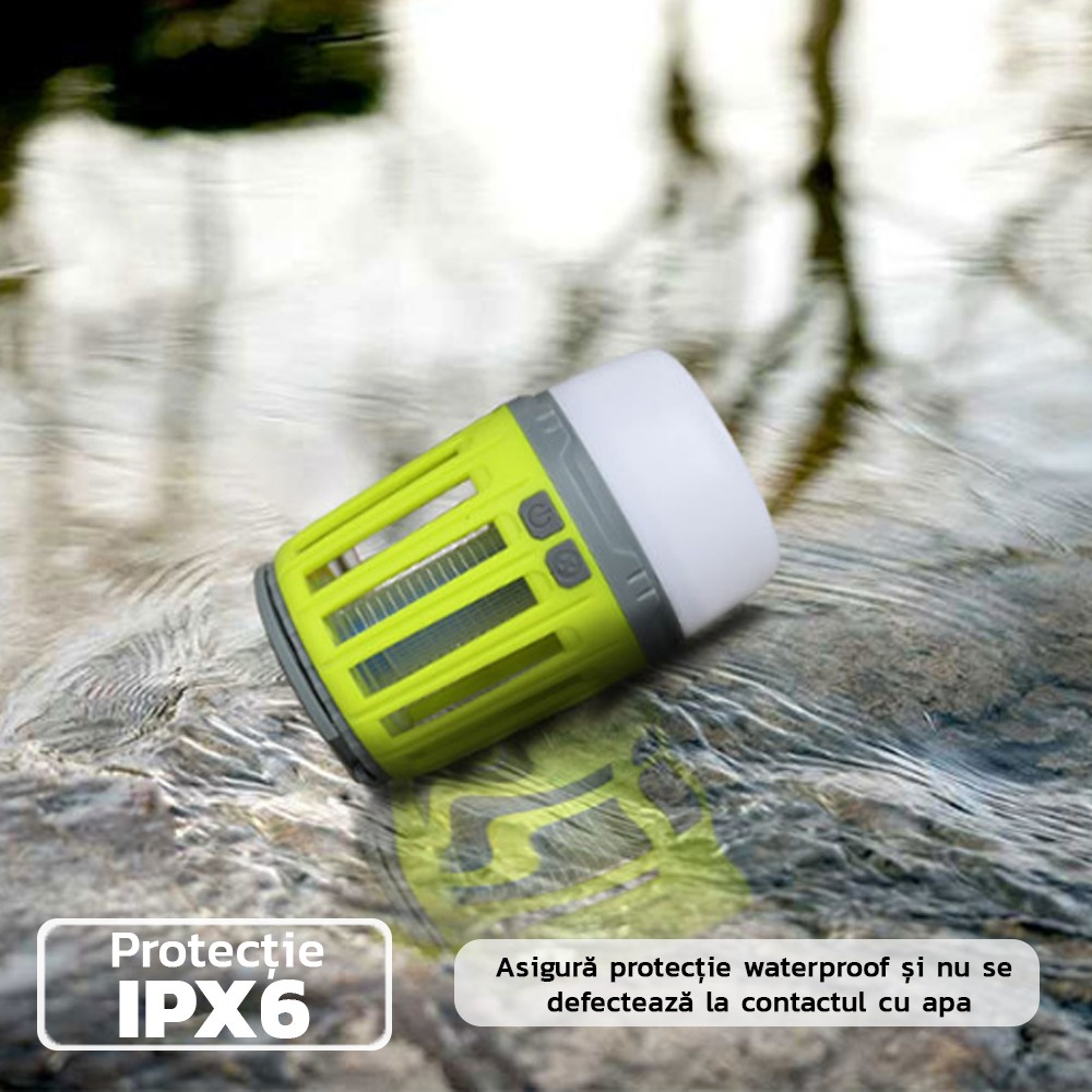 Lampă UV antiinsecte , anti muste, anti tantari, Conectare la priza prin USB, portabil, 3.7 V, 200 lumeni, 8.5 x 13.3 cm, Verde [2]