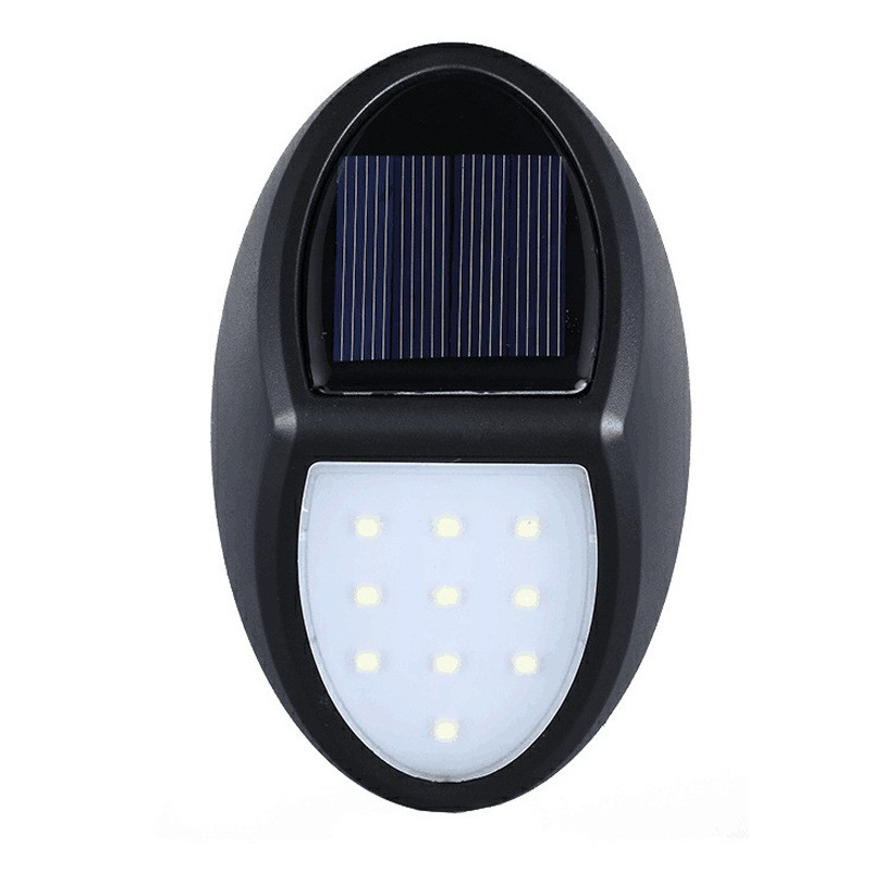 Lampi solare - Aplica solara LED pentru perete , in forma ovala, 10 LED-uri, lumina puternica, IP65, 12 x 7.5 cm, 1.2 V, 300 mAh, autonomie 8-10 ore, alb rece
