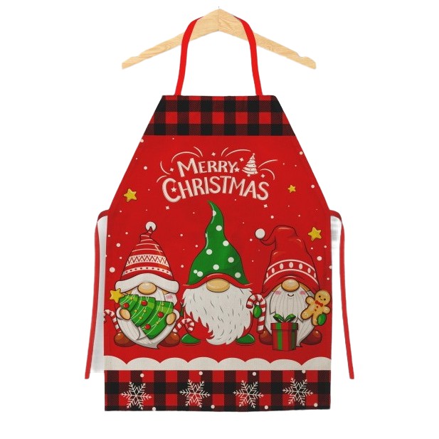 ✨TOATE PRODUSELE✨ - Sort de Bucatarie Decorativ, , Tema Craciun, 50 x 70 cm, Model 3 Elfi, din Poliester, Rosu