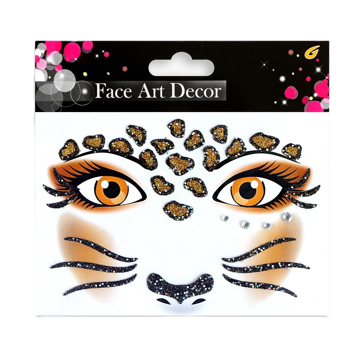 ✨TOATE PRODUSELE✨ - Sticker Temporar pentru Fata, , pentru Machiaj, Face Art, Halloween, Teatru, Model Leopard, Maro
