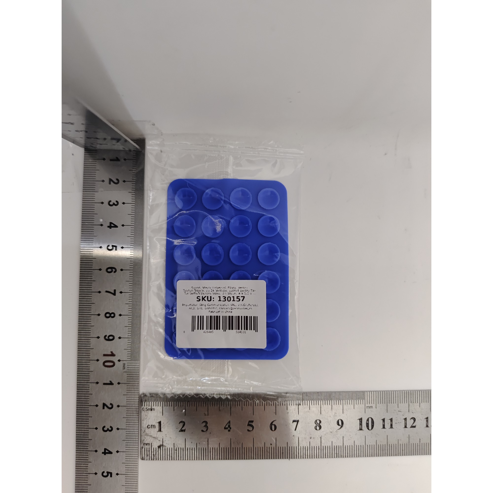 Suport Adeziv Universal, , pentru Telefon/Tableta, cu 24 Ventuze, potrivit pentru Tik-Tok/Selfie/Vizionare Video, din Silicon, 8 x 5.5 x 1 cm, Albastru [6]