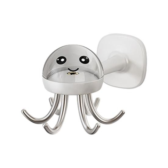 ✨TOATE PRODUSELE✨ - Suport Cuier pentru Perete, , Model Caracatita, Adeziv, 10 x 8.5 cm, 6 Brate, Alb