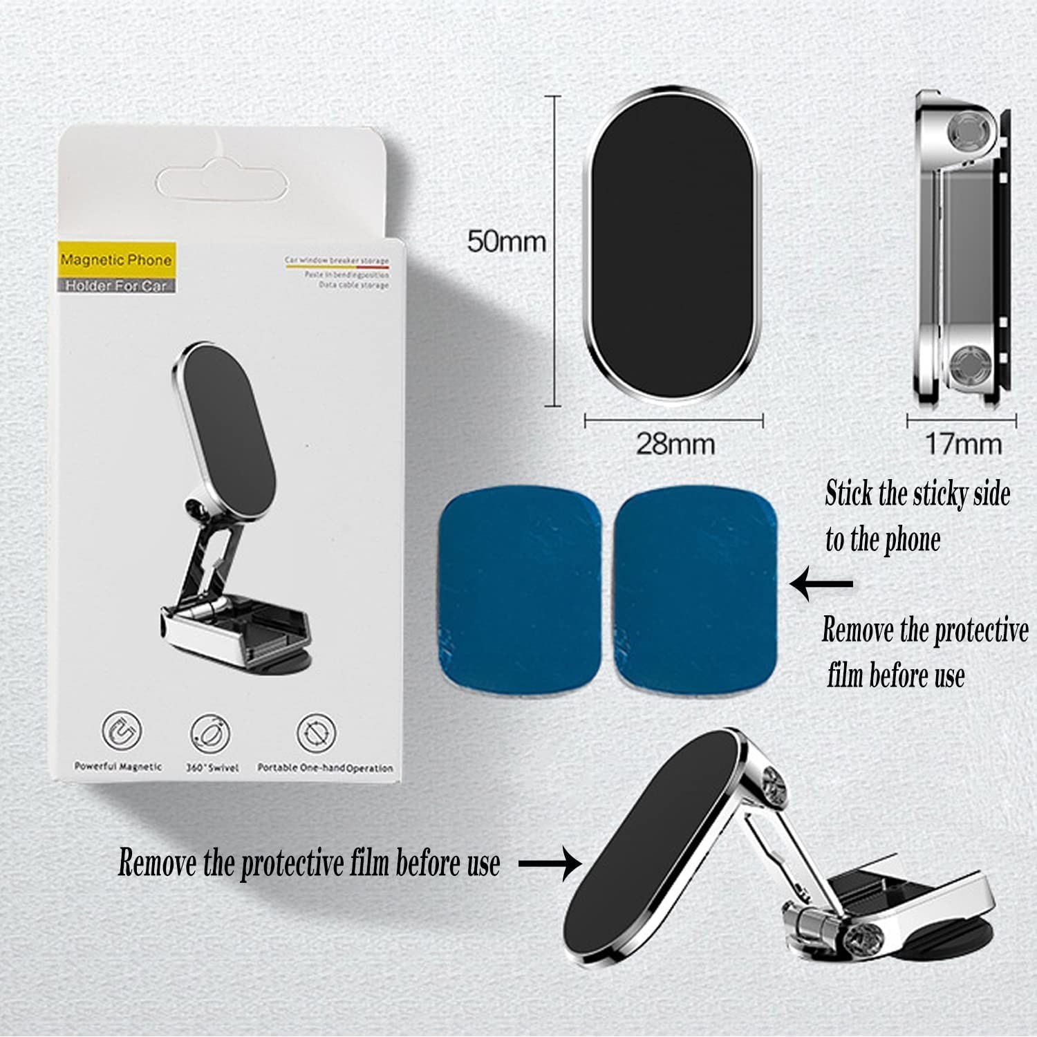 Suport auto magnetic multifuncțional , Universal, compatibil cu toate dimensiunile de telefon, negru [3]