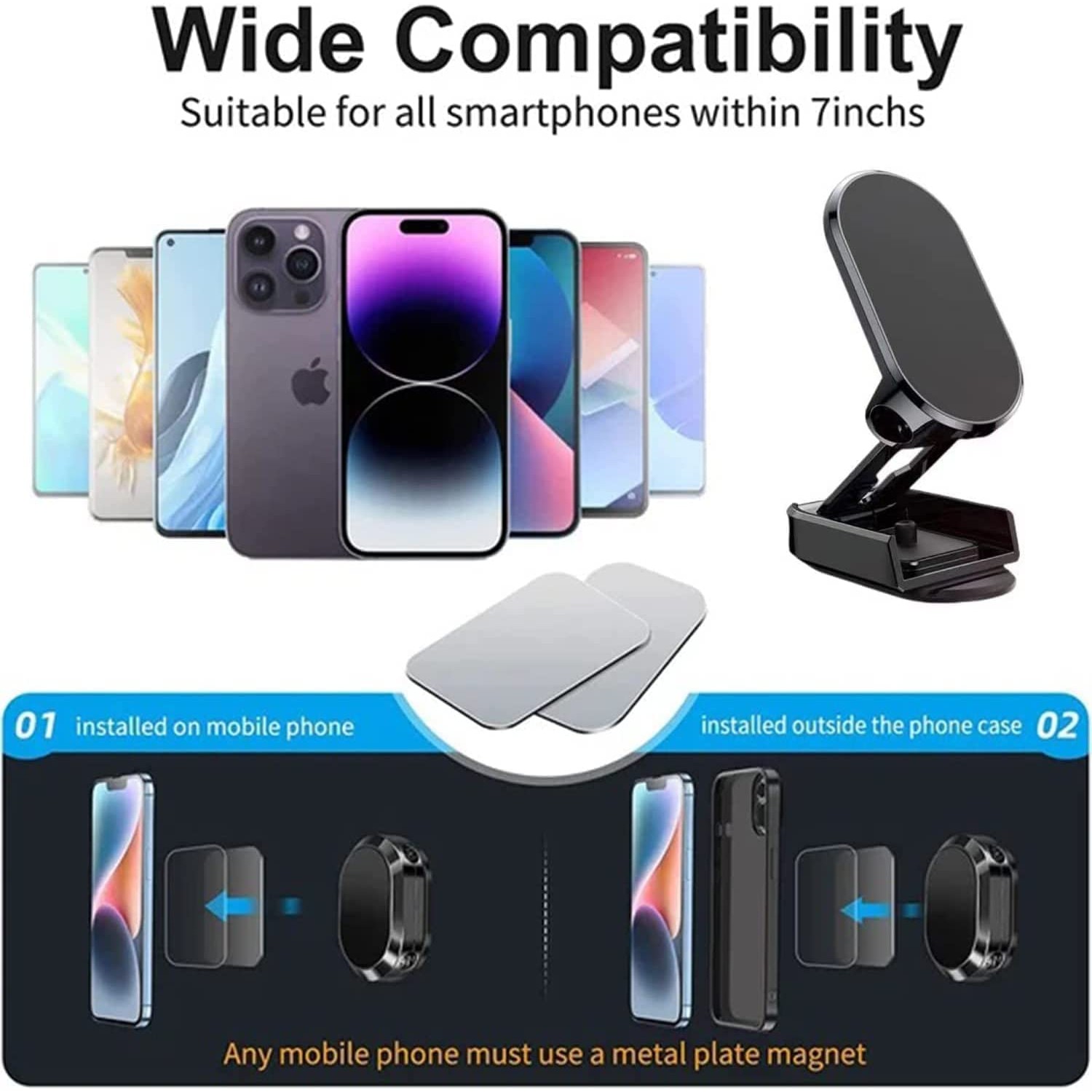Suport auto magnetic multifuncțional , Universal, compatibil cu toate dimensiunile de telefon, negru [2]