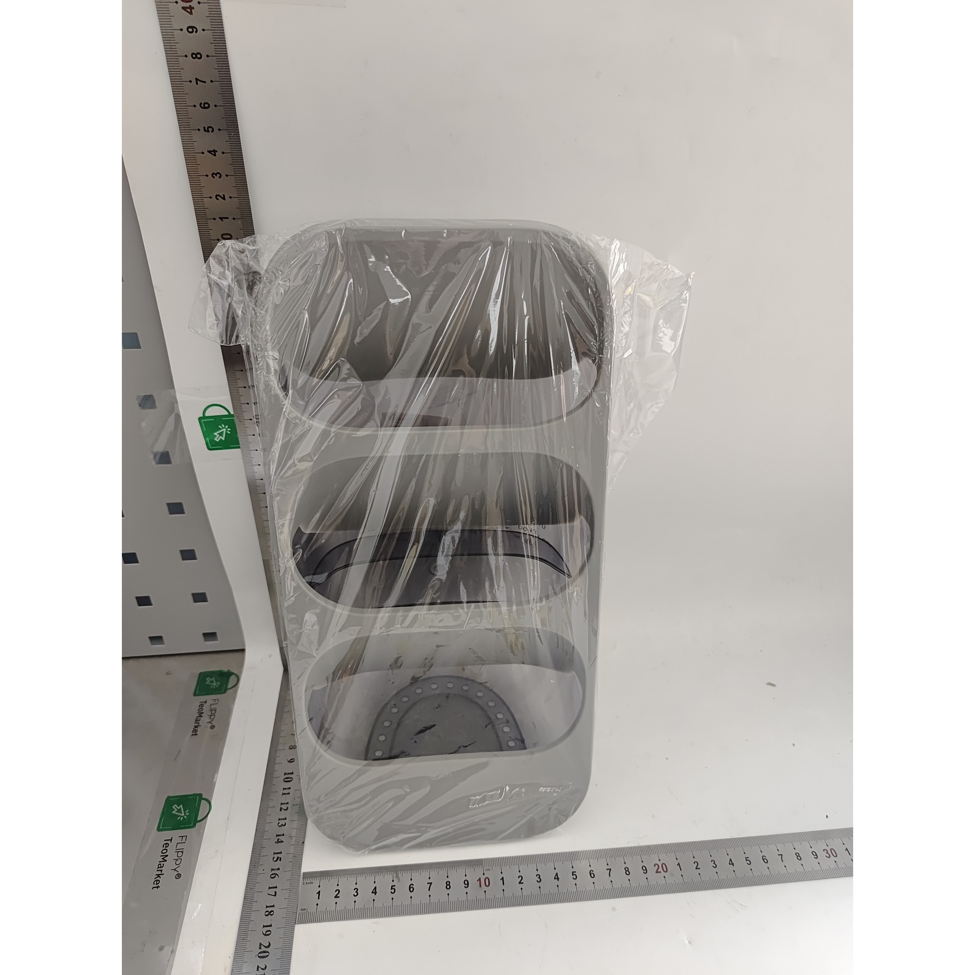 Suport - Organizator pentru Tacamuri, , 3 Compartimente, Suport pentru Cosmetica, Ustensile, Material PP Durabil, 33 x 16 x 15 cm Gri [3]