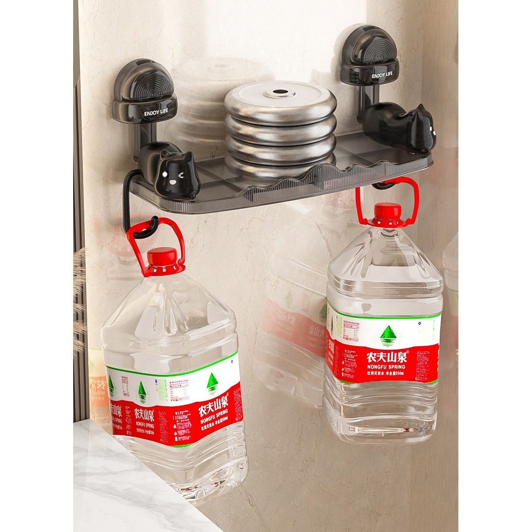 Suport pentru Baie, , Montare pe Perete, Model Pisicute, ABS, Adeziv, Raft pentru Depozitare, 33.4x17.7 cm, Negru [5]