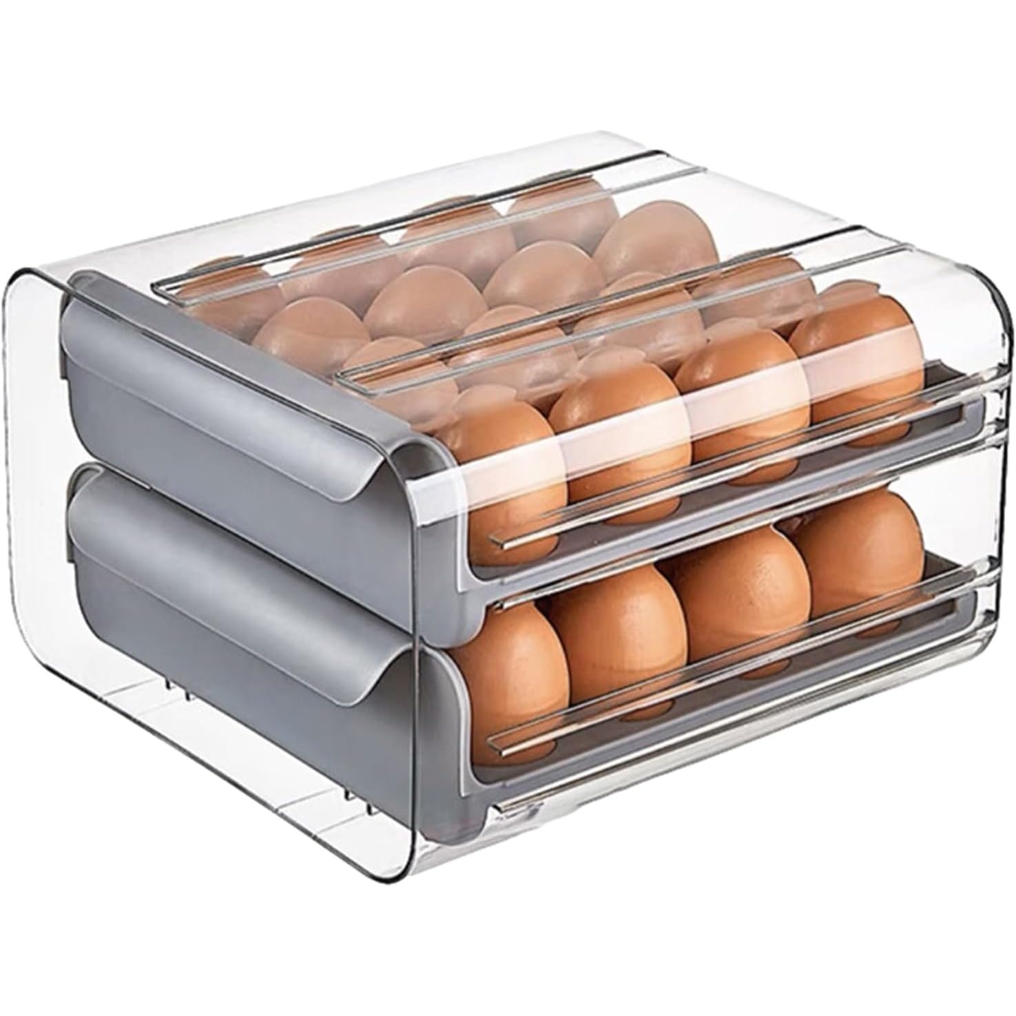 ✨TOATE PRODUSELE✨ - Suport pentru Oua, , Strat Dublu, Capacitate 32 de Oua, 23.5x21.5 cm, din Plastic, Gri