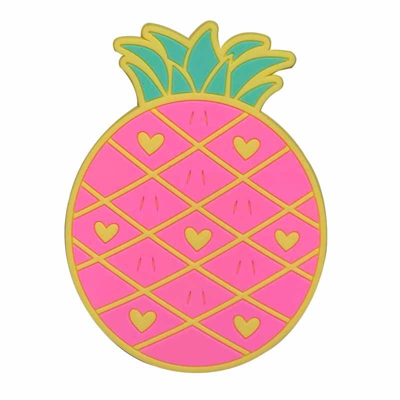 Accesorii Bucătărie - Suport pentru Pahar, , Model Ananas, din PVC, 12 x 9 cm, Rezistent la Caldura, Roz