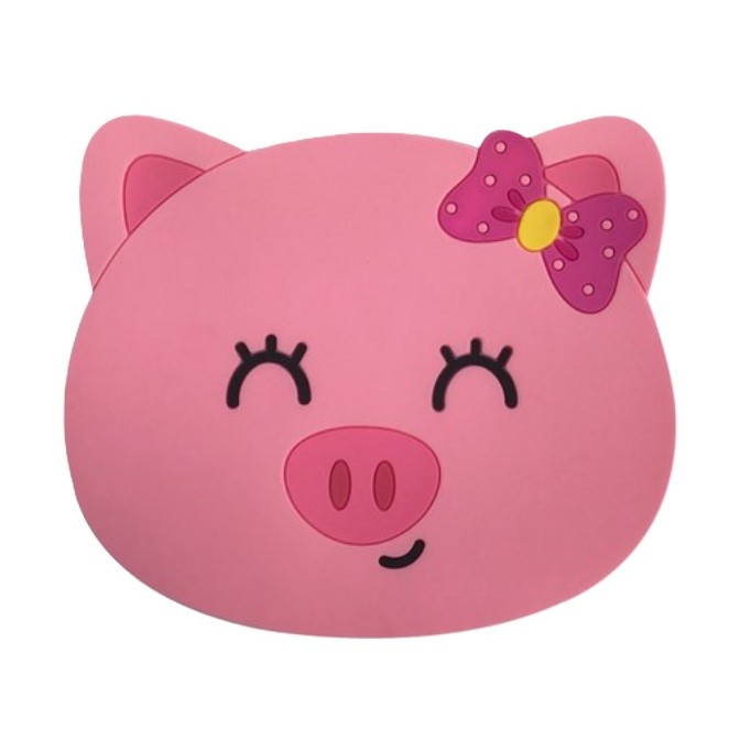 Accesorii Bucătărie - Suport pentru Pahar, , Model Urs Purcelus, din PVC, 15.5x15.5 cm, Rezistent la Caldura, Roz