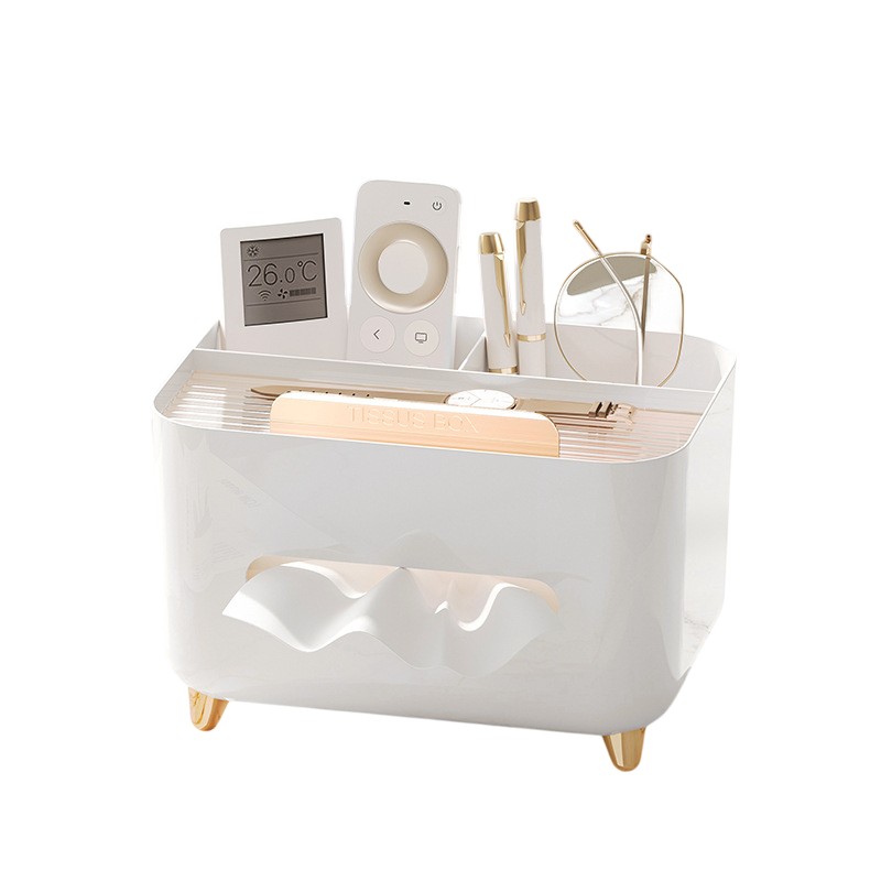 ✨TOATE PRODUSELE✨ - Suport pentru Servetele, , Cutie Multifunctionala, Design Minimalist, ABS, cu Suport pentru Obiectele Personale, pentru Birou, 21x15x13 cm, Alb