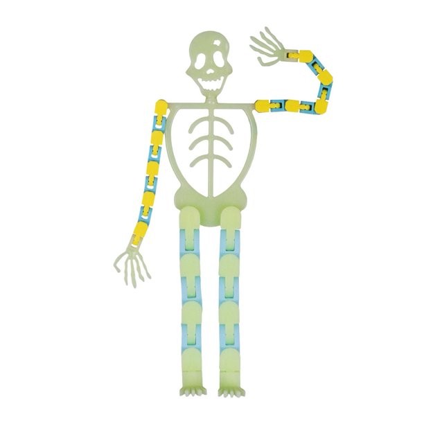 Suporti Birou - Suport pentru telefon mobil, jucarie de decompresie pentru adulti, tip schelet luminos de Halloween, verde, lungime 17 cm