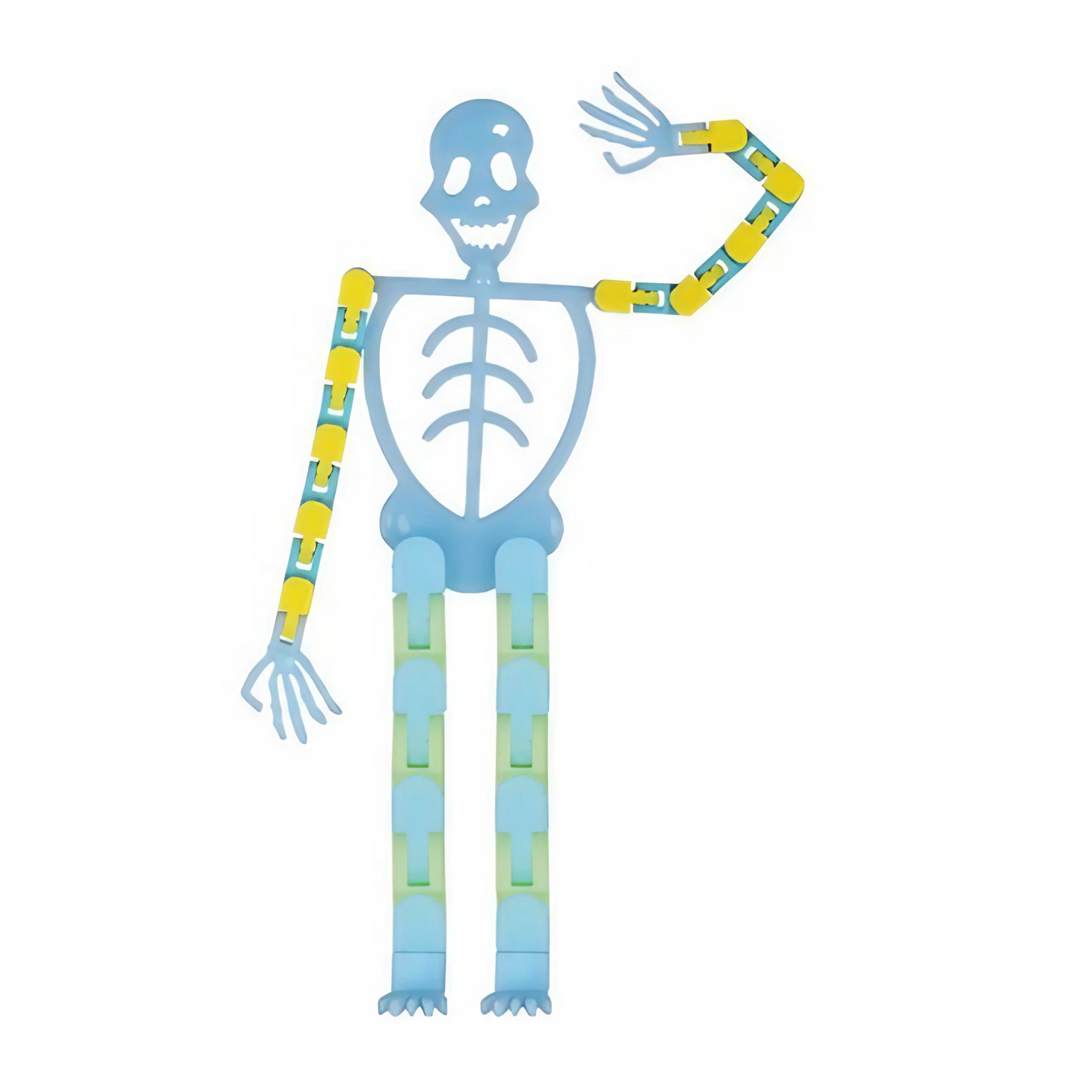 Suporti Birou - Suport pentru telefon mobil, jucarie de decompresie pentru adulti, tip schelet luminos de Halloween, albastru, lungime 17 cm