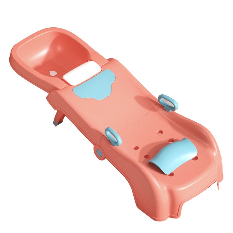 Ingrijire par si Accesorii - Suport Pliabil pentru Spalat Parul , Pentru Copii, cu Scurgere, cu Picioare Antialunecare, Material Polipropilena, Suport Cap Reglabil, cu Manere, 110 x 35 x 21 cm, Roz