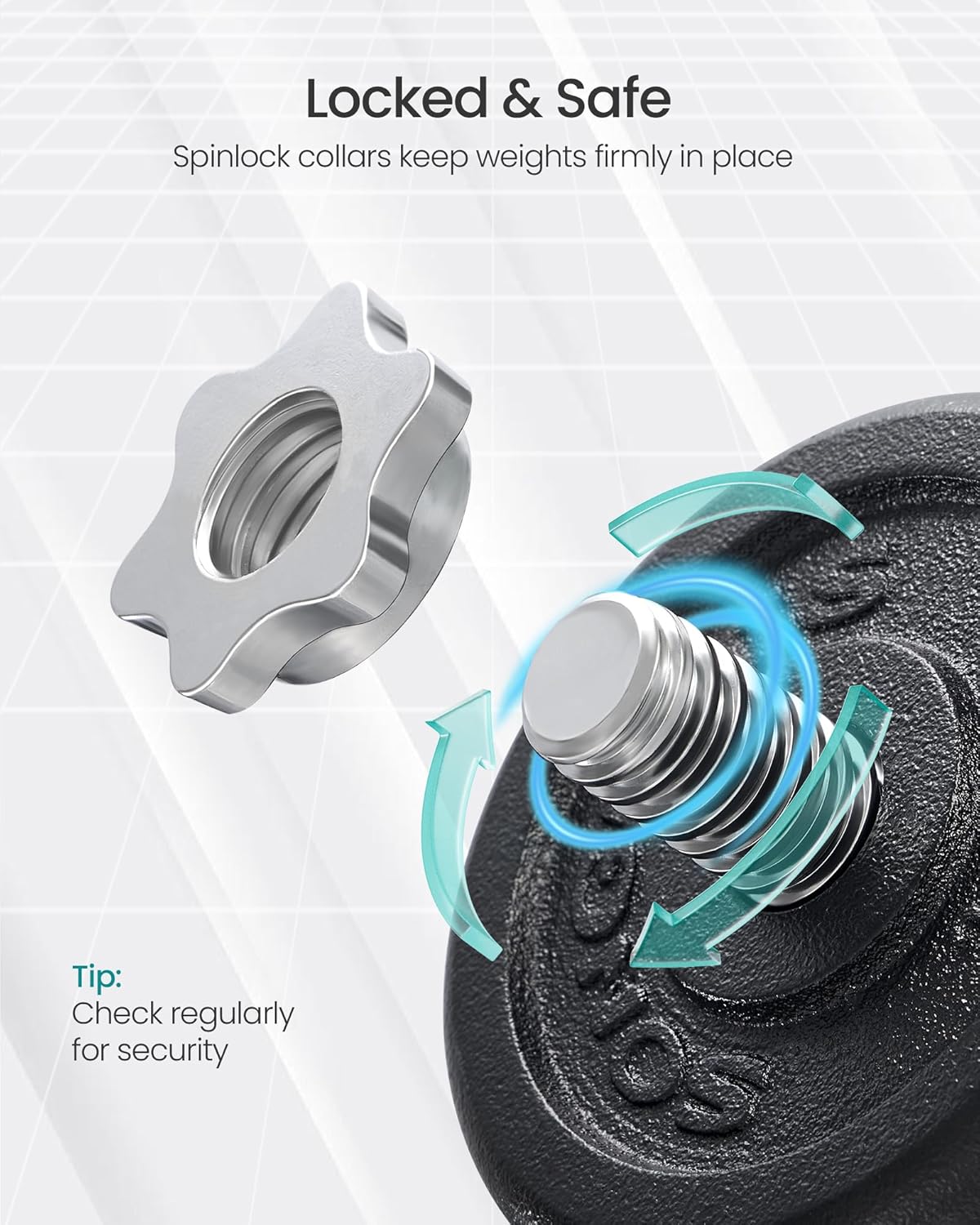 SONGMICS Set gantere reglabile 30 kg din fonta, 12 discuri, cu bara extensibila [2]