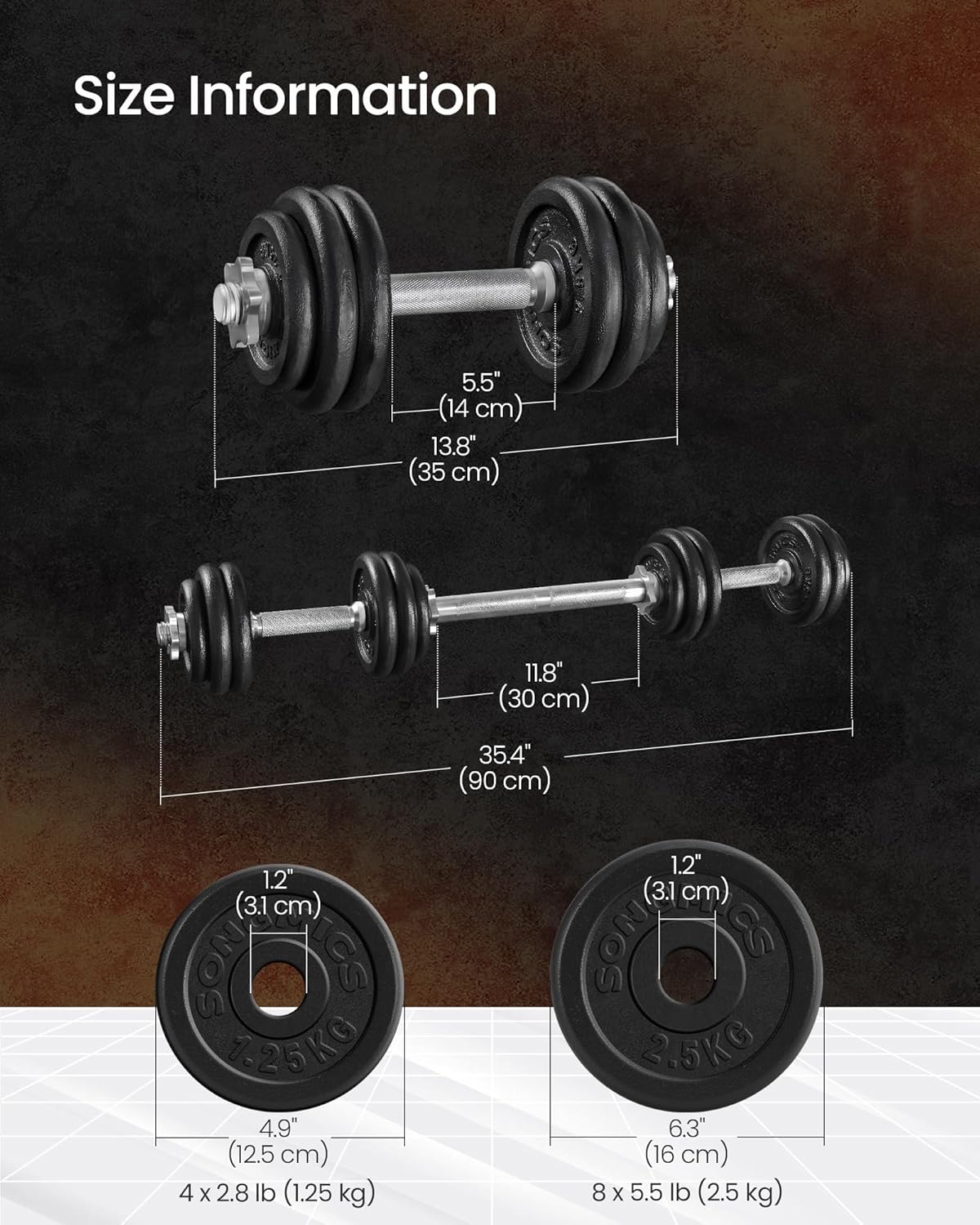 SONGMICS Set gantere reglabile 30 kg din fonta, 12 discuri, cu bara extensibila [3]