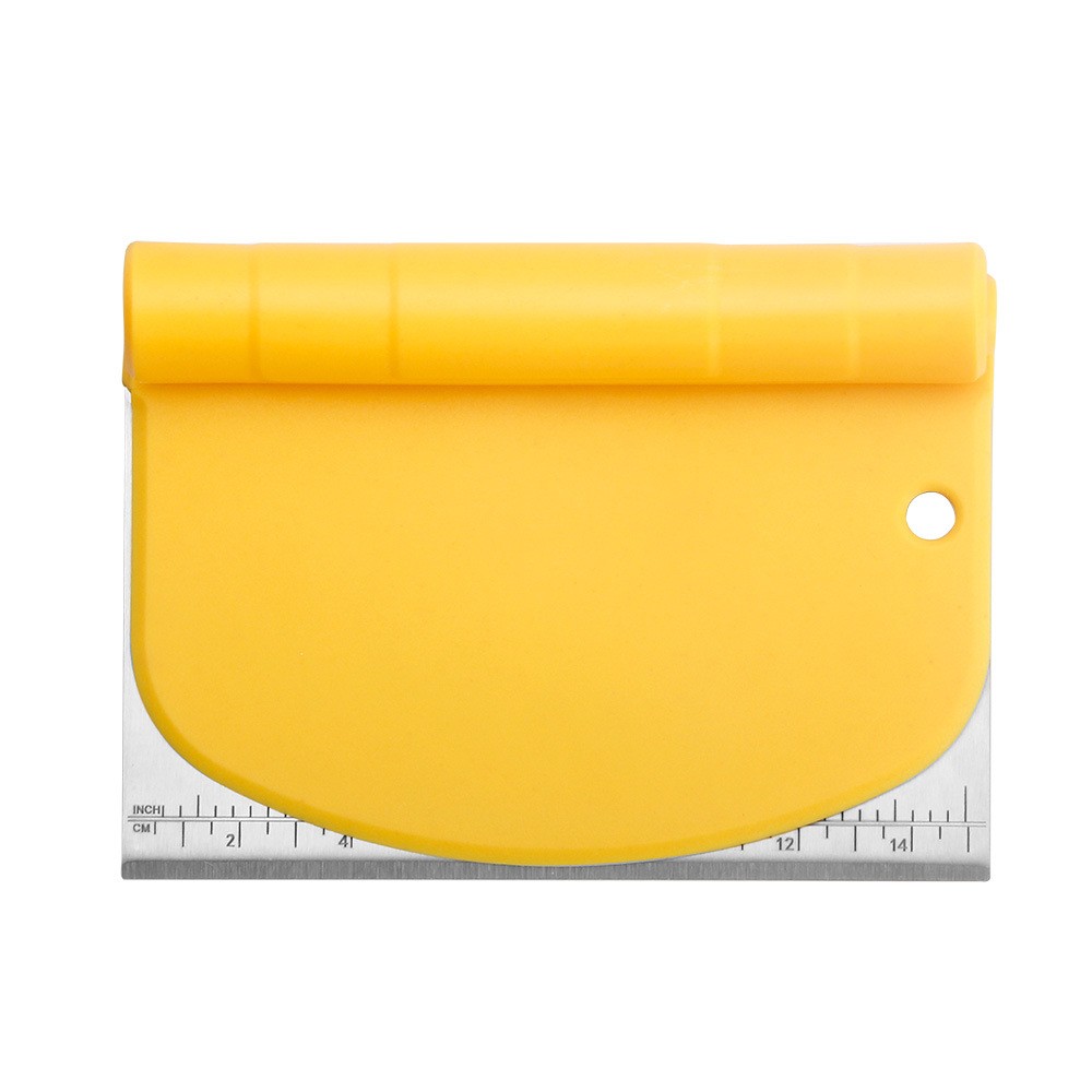 ✨TOATE PRODUSELE✨ - Taietor aluat 15 x 10.5 cm , 2 in 1, lama otel inoxidabil, maner din ABS, gradat, paleta plastic, galben