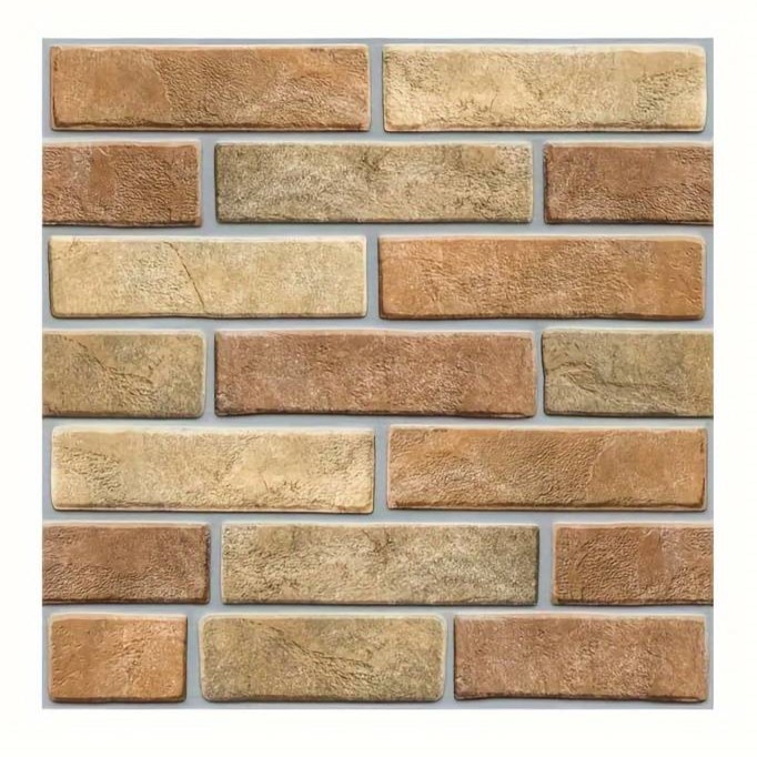 ✨TOATE PRODUSELE✨ - Set 10 x Placi Tapet Autocolant 3D cu Imitatie de Caramida de Piatra, pentru Perete Bucatarie Sufragerie, Usor de Curatat, Rezistent la Apa, Autoadeziv, 30x30 cm, Maro