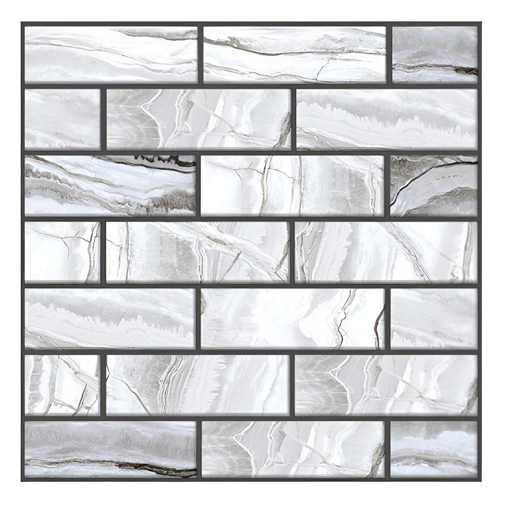 ✨TOATE PRODUSELE✨ - 10 x Placi Tapet Autocolant 3D cu Imitatie de Marmura Dreptunghiulara, pentru Perete Bucatarie Sufragerie, Usor de Curatat, Rezistent la Apa, Autoadeziv, 30x30 cm, Gri