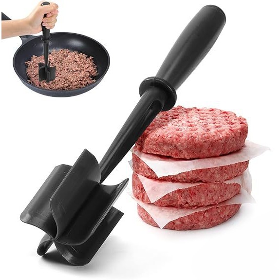 Tocator de Carne Manual, , cu Lama pentru Tocarea si Amestecarea Carnii, 28x6cm, cu 5 Lame Curbate, Rezistent la Caldura, Multifunctional, Plastic Rezistent, Negru [6]