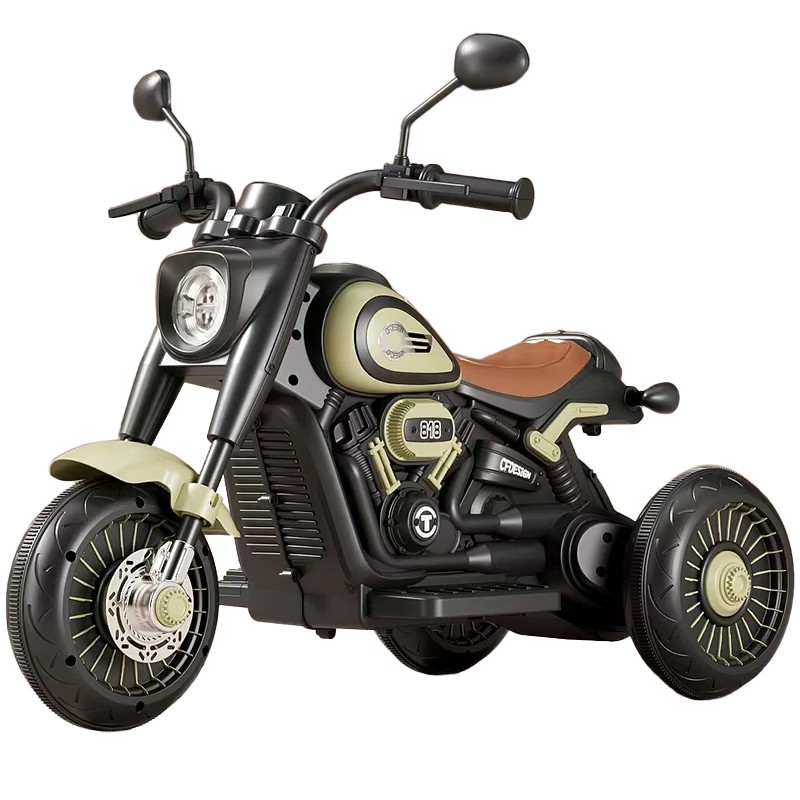 Masinute, Triciclete si Masinute Electrice - Tricicleta Electrica pentru Copii, , Tricicleta DUAL-DRIVE 380*2 Baterie 6V 4.5, Bluetooth, Sistem Anti-Rasturnare, Sistem de Lumini si Sunet, 5+ Ani, 80 x 60 x 42 cm, Verde Negru