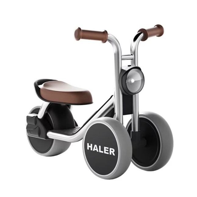 ✨TOATE PRODUSELE✨ - Tricicleta pentru Copii, , Exercitiu de Echilibru, pentru 1-6 Ani, Lumina LED, Fara Pedale, din Plastic, Roti 7.8 cm, Greutate Portanta 50 kg, 43 x 58 x 35 cm, Gri