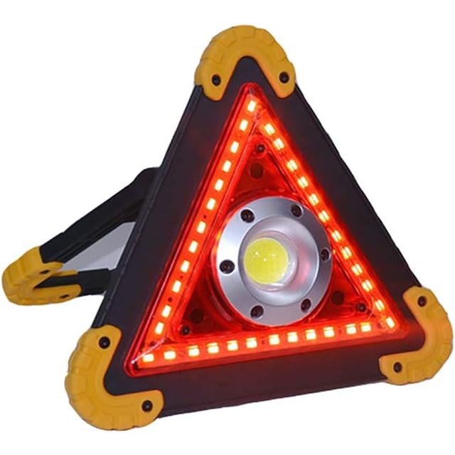 Triunghi Multifunctional de Avertizare, , Lanterna LED, Impermeabil IP65, 800 lm, 2 x AA, Functie Incarcare Telefon, USB si Micro USB, COB 33, Portocaliu [3]