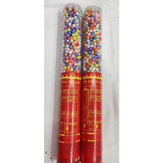 Tun de Confetti, 30 cm. , Model Bilute, Confetti din Polistiren, Ambalaj de Plastic, Multicolor [5]