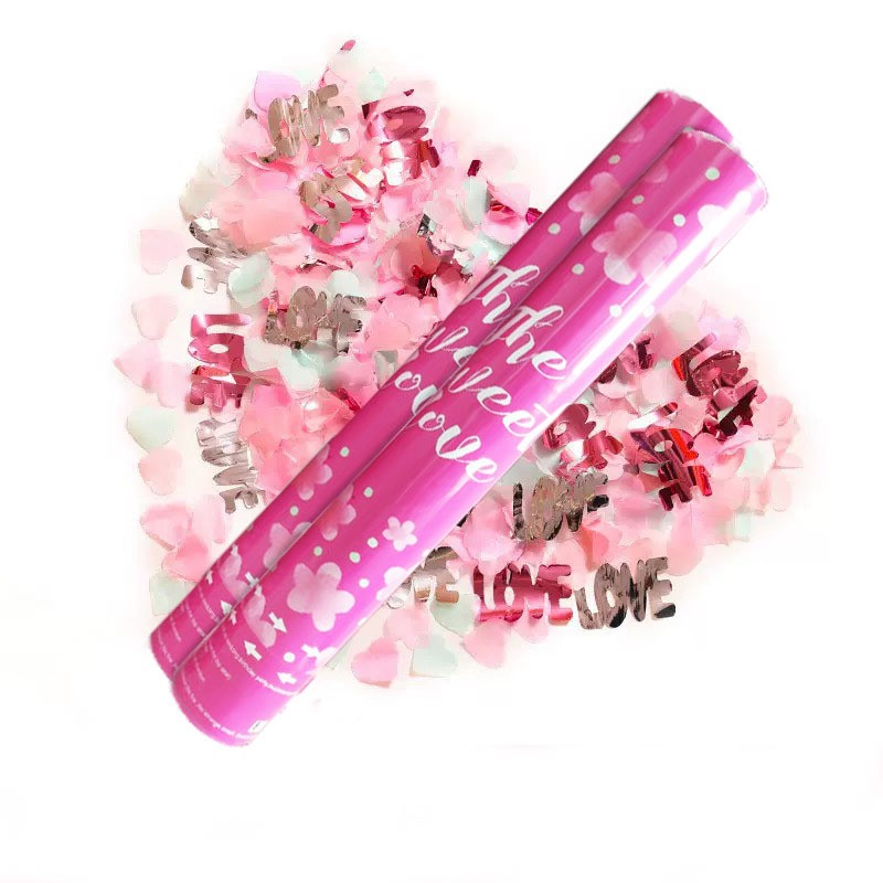 ✨TOATE PRODUSELE✨ - Tun Confetti, , Confetti Inimioare si Mesaj Love, 40 x 5 cm, Roz Alb