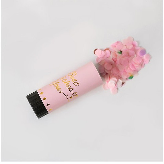 Tun de Confetti, , Best Wishes 11 x 4 cm, Model Buline din Hartie si Folie, Roz [4]