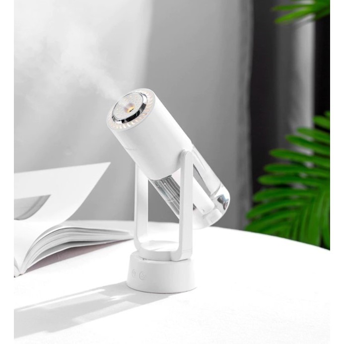 Umidificator si Purificator aer ultrasonic portabil, rezervor 200ml, cu ioni negativi, LED 7 culori, rotatie 360 grade, Alb [3]