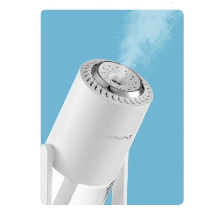 Umidificator si Purificator aer ultrasonic portabil, rezervor 200ml, cu ioni negativi, LED 7 culori, rotatie 360 grade, Alb [6]