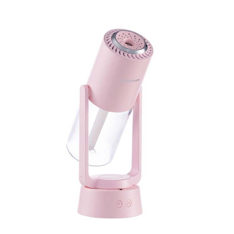 Umidificator si Purificator aer ultrasonic portabil, rezervor 200ml, cu ioni negativi, LED 7 culori, rotatie 360 grade, Roz [3]