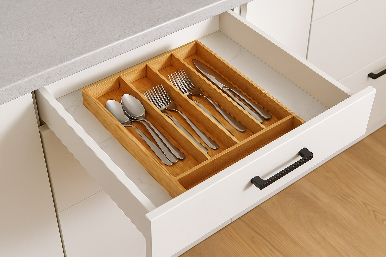 Organizator tacamuri 5Five din bambus si MDF cu 5 compartimente, 34x25 cm, maro natural [5]