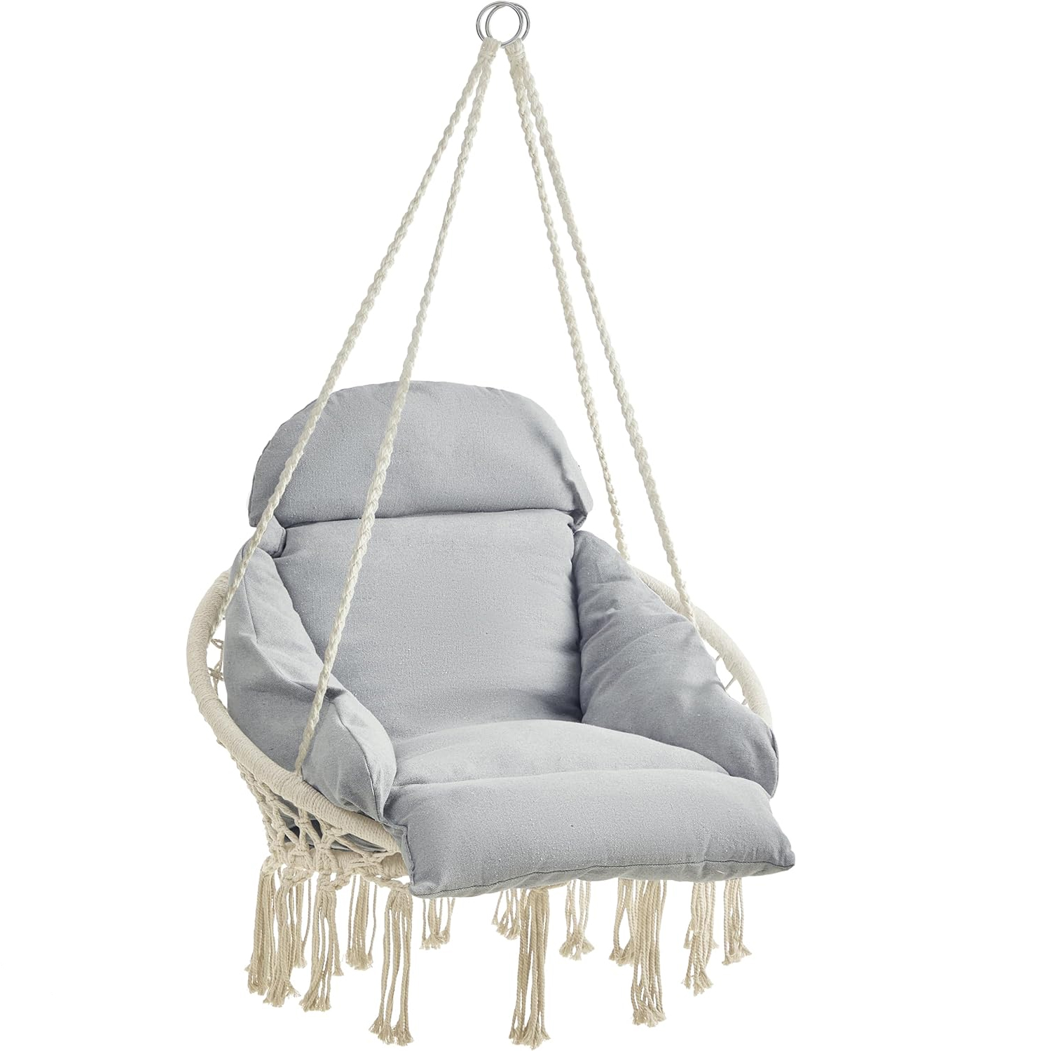 HAMACE SI LEAGANE - SONGMICS Scaun rotund tip leagan suspendat cu perna, pentru casa sau gradina, gri