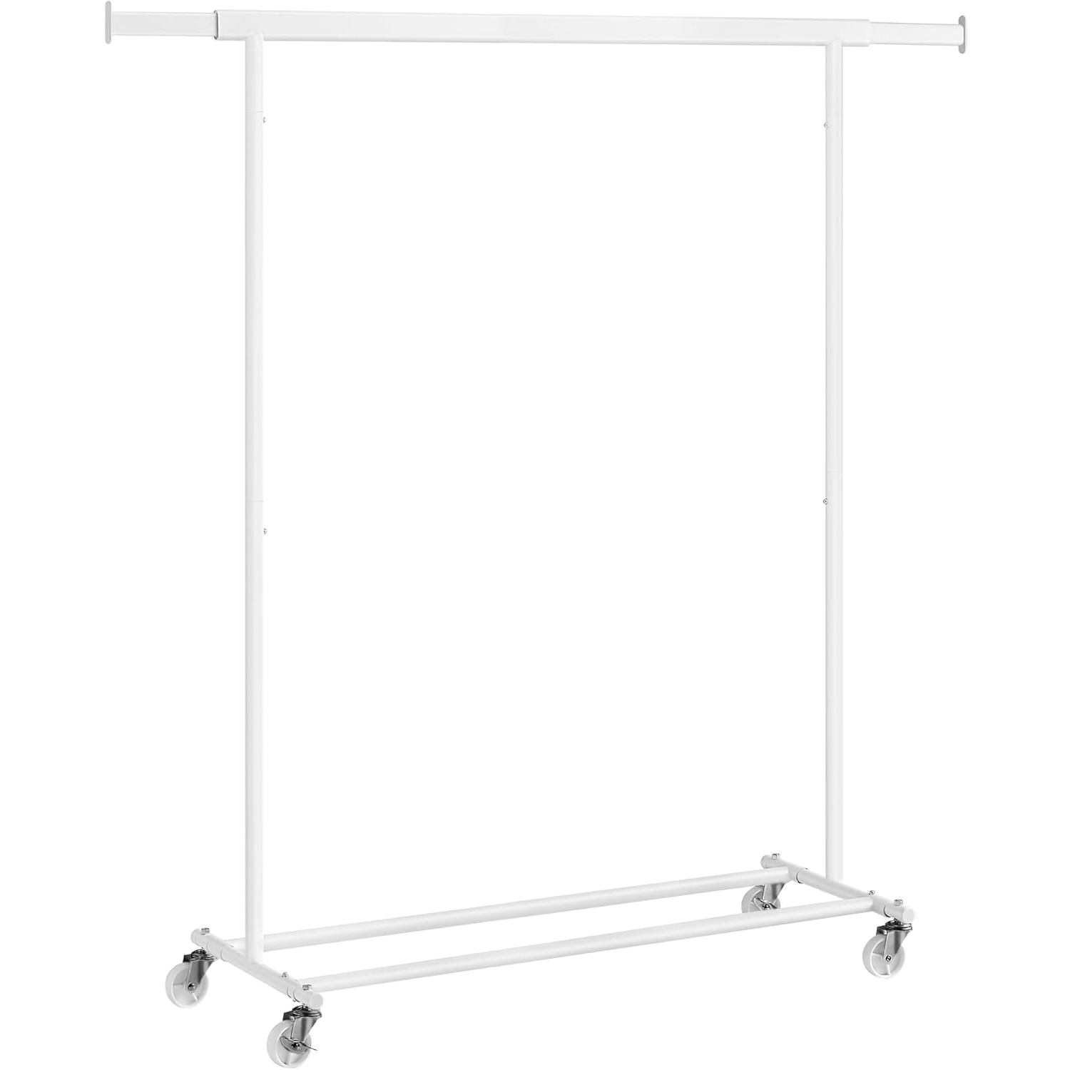 ORGANIZARE - SONGMICS Suport pentru haine cu sina superioara extensibila, pe roti, reglabil pe latime, 45x(92-132)x160cm, alb