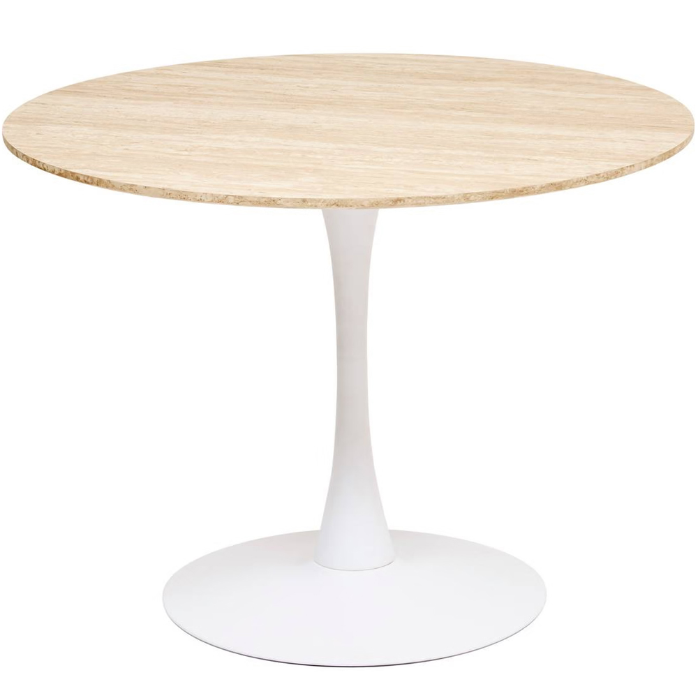 Mese living si bucatarie - Masa rotunda Atmosphera Elias, 102x74 cm, MDF si metal, bej si alb