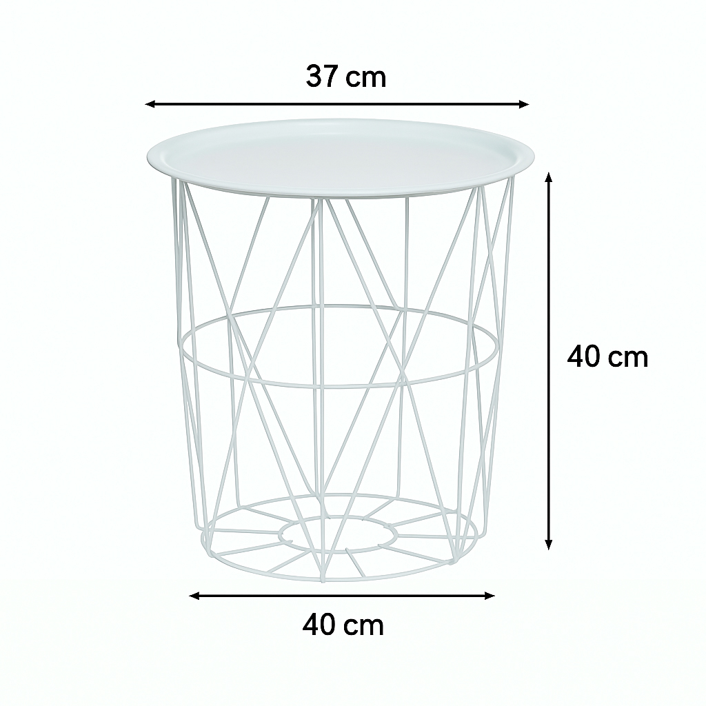 Masuta cafea cu depozitare Atmosphera Kumi, otel, 37x40 cm, alb [7]