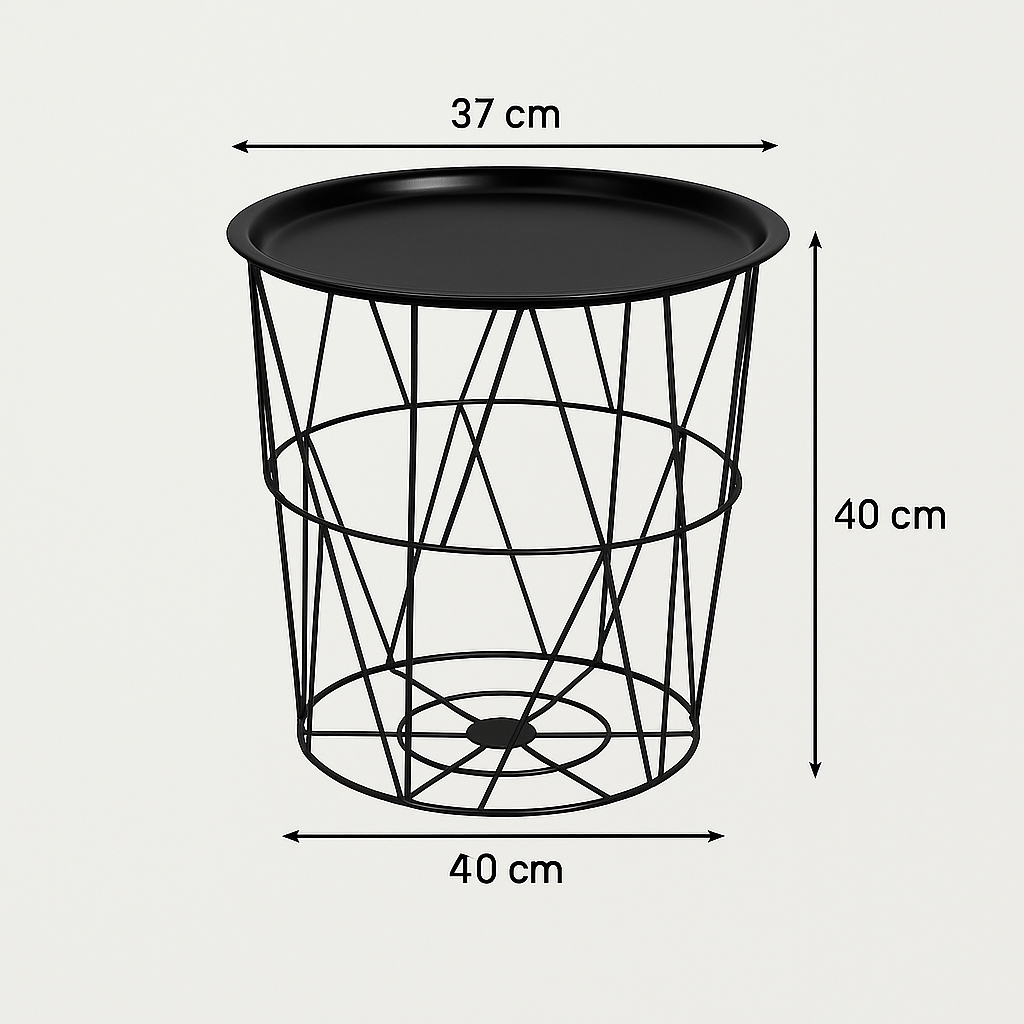 Masuta cafea cu depozitare Atmosphera Kumi, otel, 37x40 cm, negru [5]