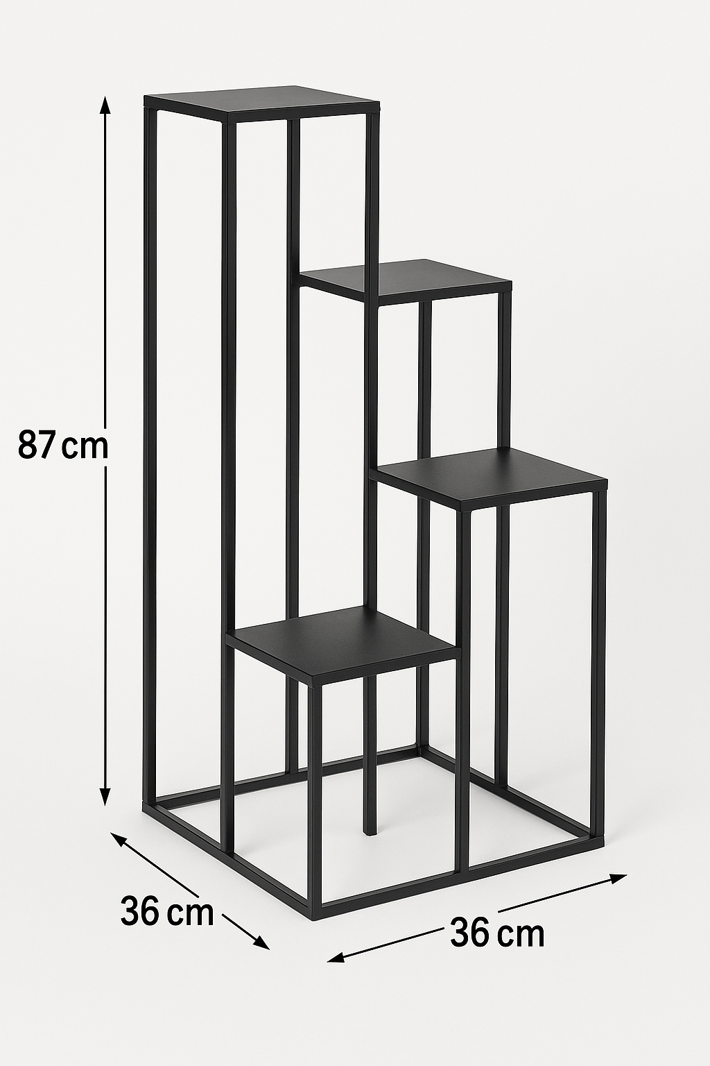 Suport plante Atmosphera cu 4 niveluri, structura metalica, 36x36x87 cm, negru [2]