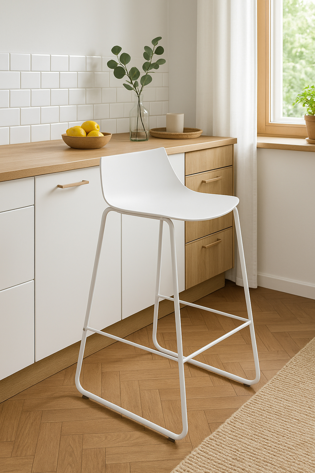 Scaun bar Atmosphera Otac, 47x49x83 cm, polipropilena si metal, alb [5]