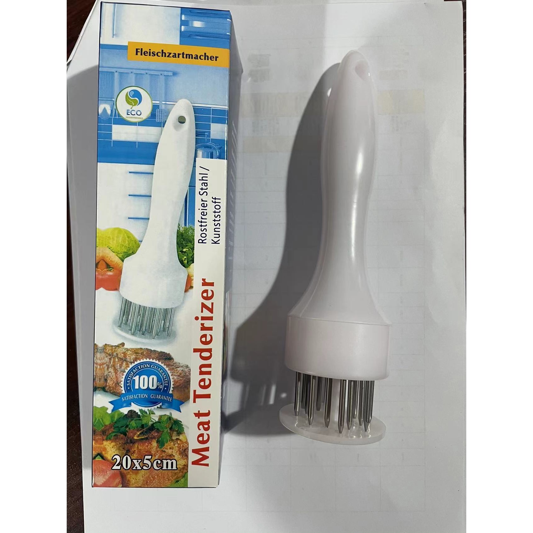 Ustensila pentru fragezit carnea, cu 21 de tije ascutite din inox 304, 20 cm, alb [4]