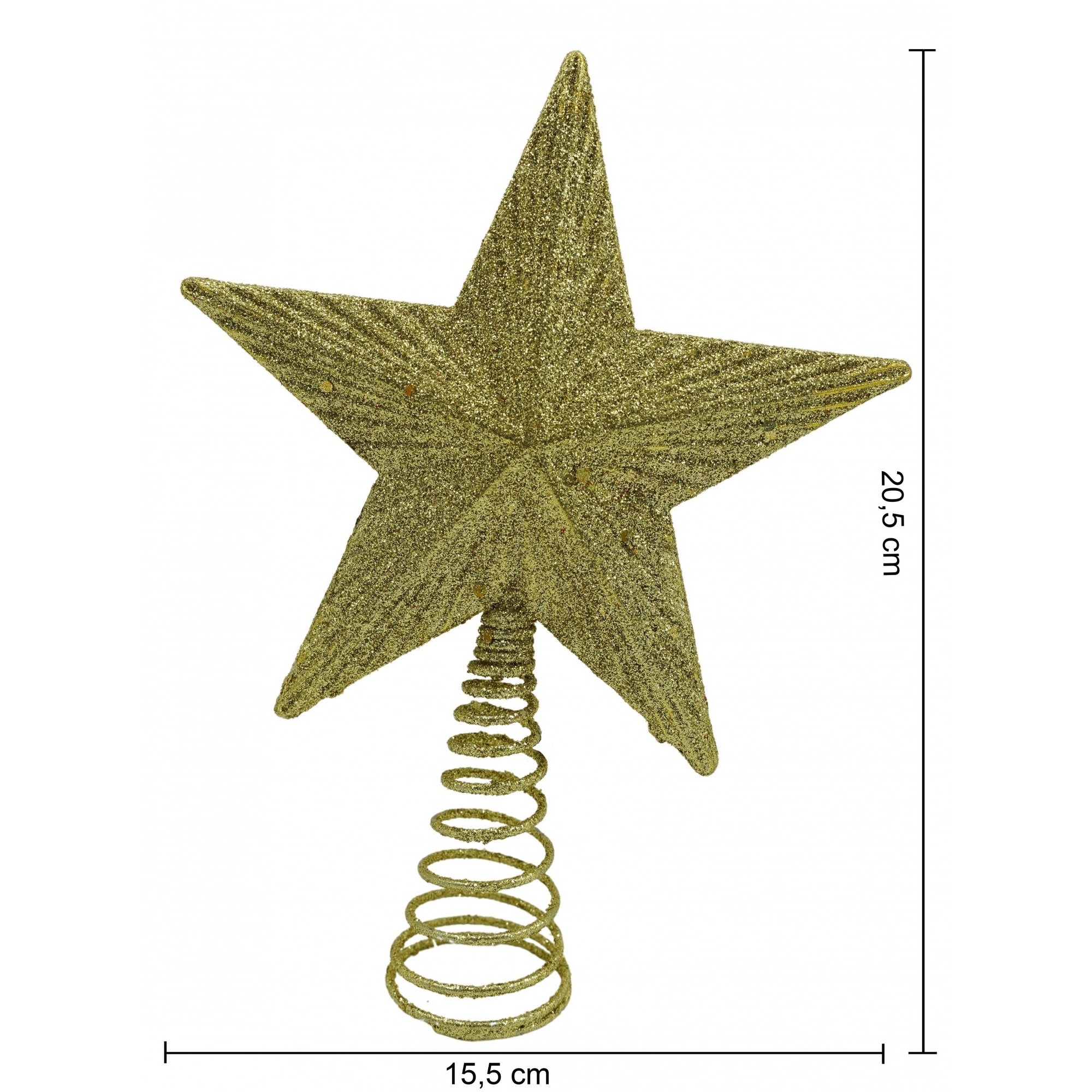 Varf decorativ de brad, Auriu, in forma de Stea, cu design in relief, din Plastic/Metal, 15.5 cm x 20.5 cm, Interior/Exterior,  [6]